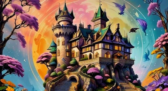 Fantastical Castle in Whimsical Garden