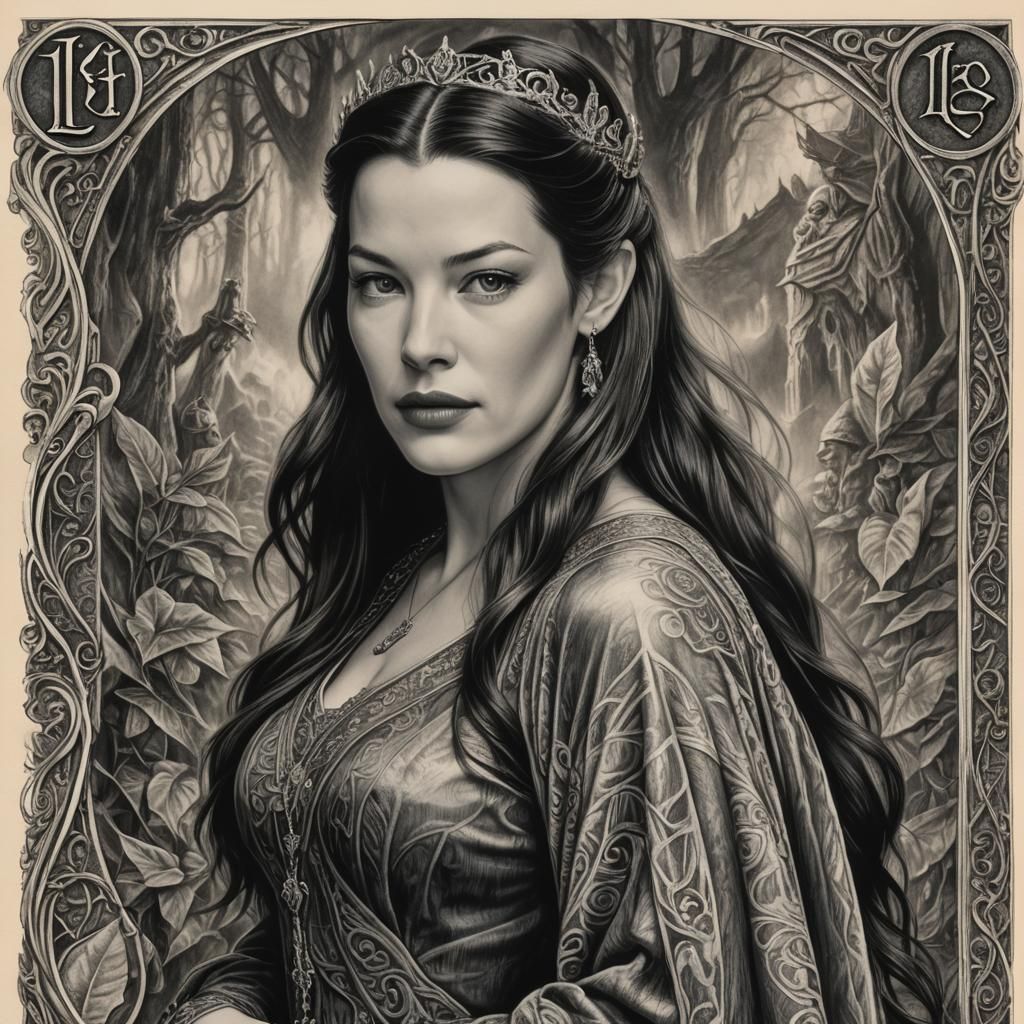 Liv Tyler as Arwen: Hyperdetailed Charcoal Portrait