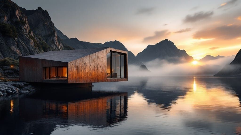 Ethereal Nordic Villa in Majestic Corten Steel and Cedar