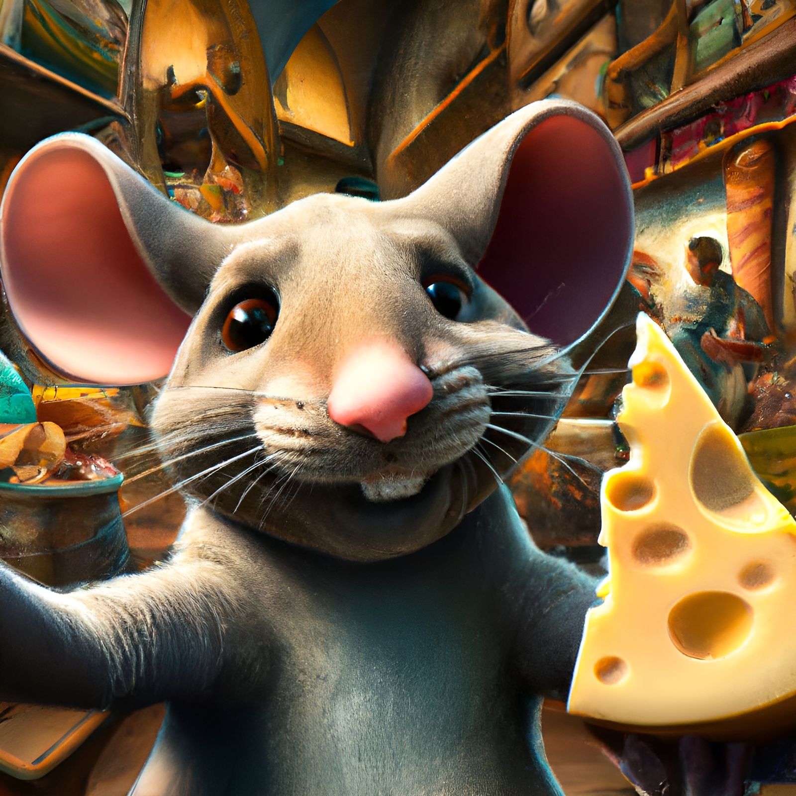 Mouse selfie, showing off his cheese
