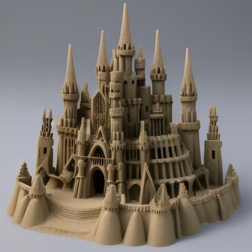 Vampires Building Sandcastle in Naive Romantic Style