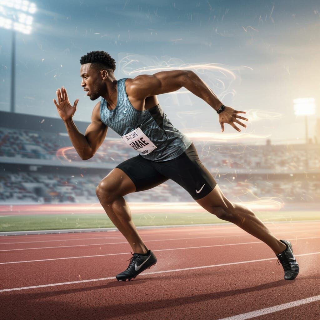Athlete Sprinting Start Pose Side Profile Dynamic Lighting
