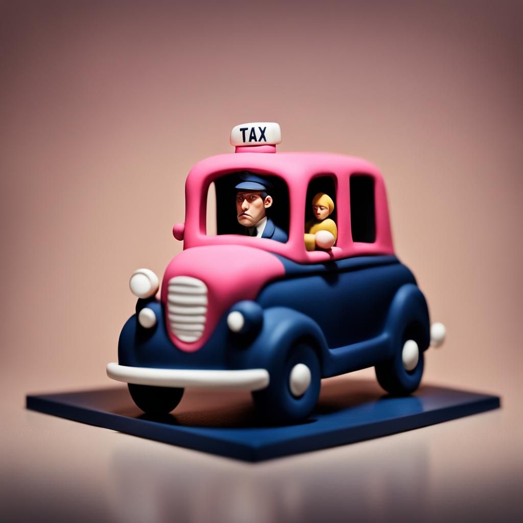 Taxi Cab in Clay by Lempicka Style