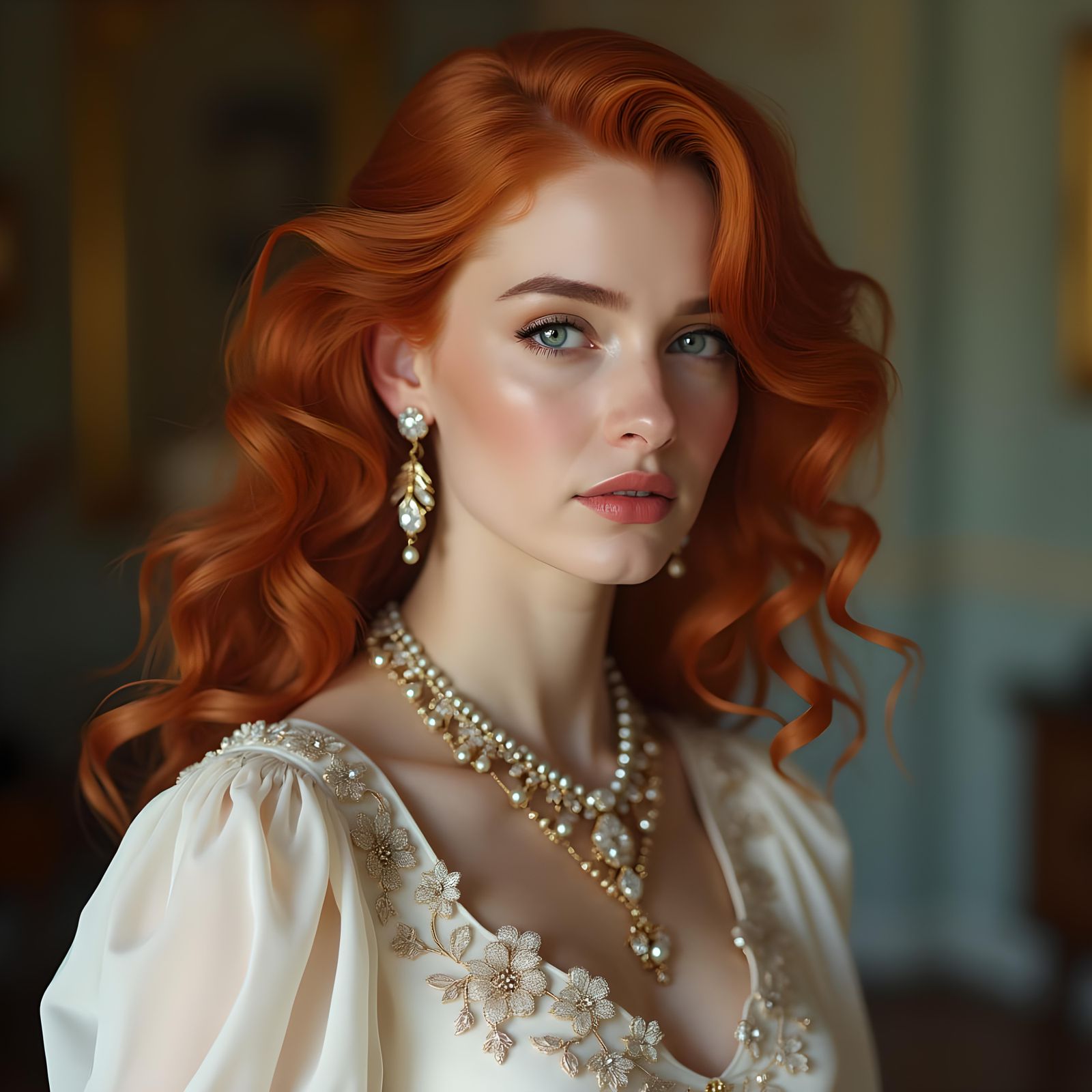 Gorgeous Redhead Portrait in Hyperrealistic Style