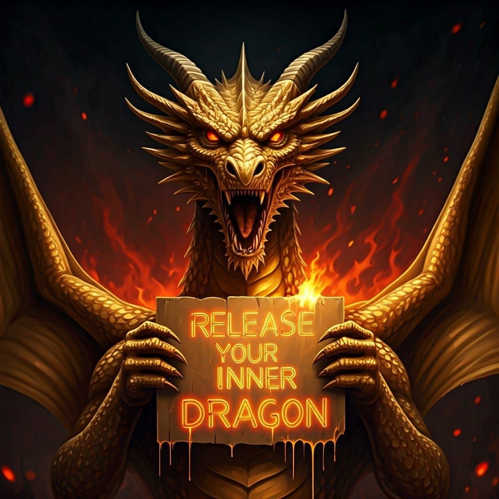 Golden Dragon Unleashes Fury in Fantasy Art