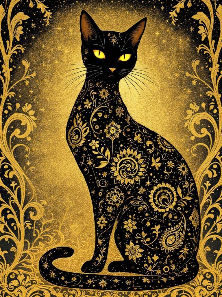 Golden Whispers of a Cosmic Cat