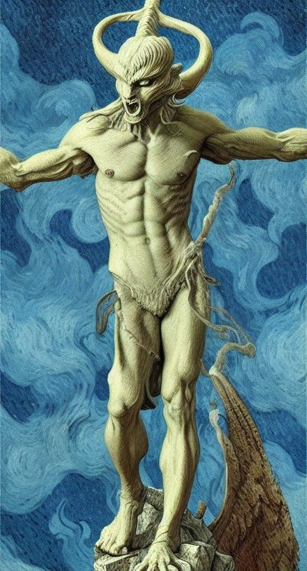 Marble Baphomet Statue in Pop Surrealism Style