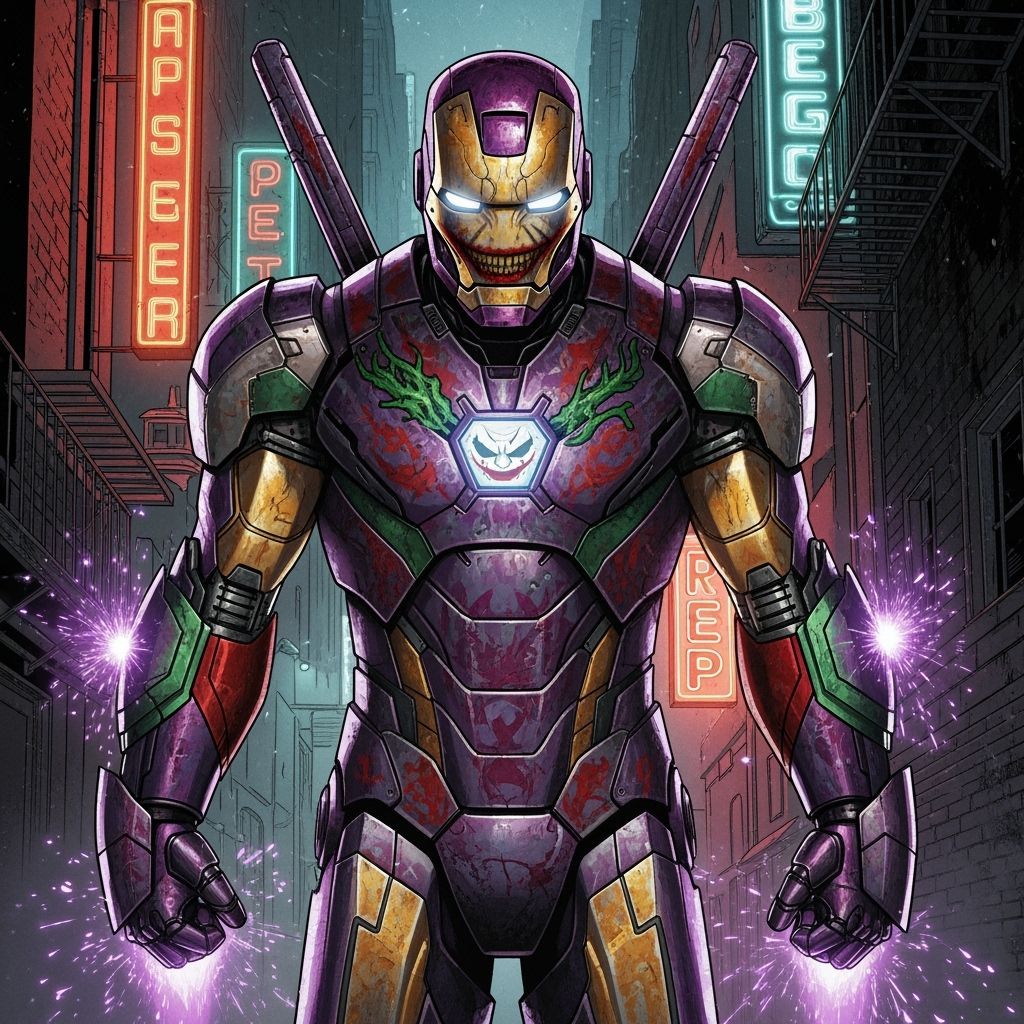 Joker-Inspired Ironman Suit with Purple Energy