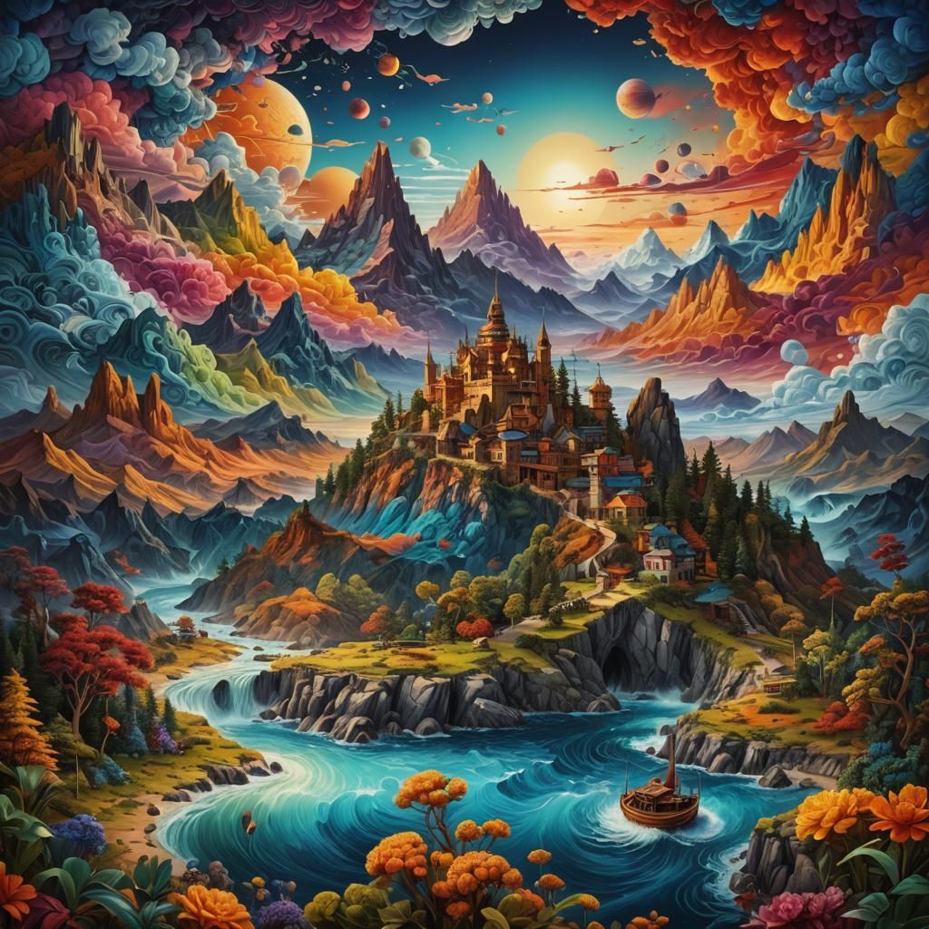 Surrealist Color Art Inspired by Lost Horizon in 8k