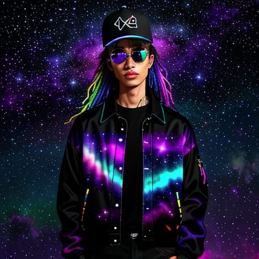 Surreal Starry Velvet Jacket in a Moody, Vibrant Aesthetic