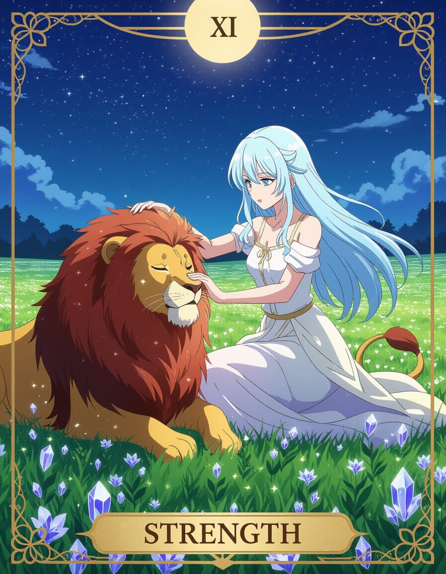Anime Tarot Card: Strength in Studio Trigger Style