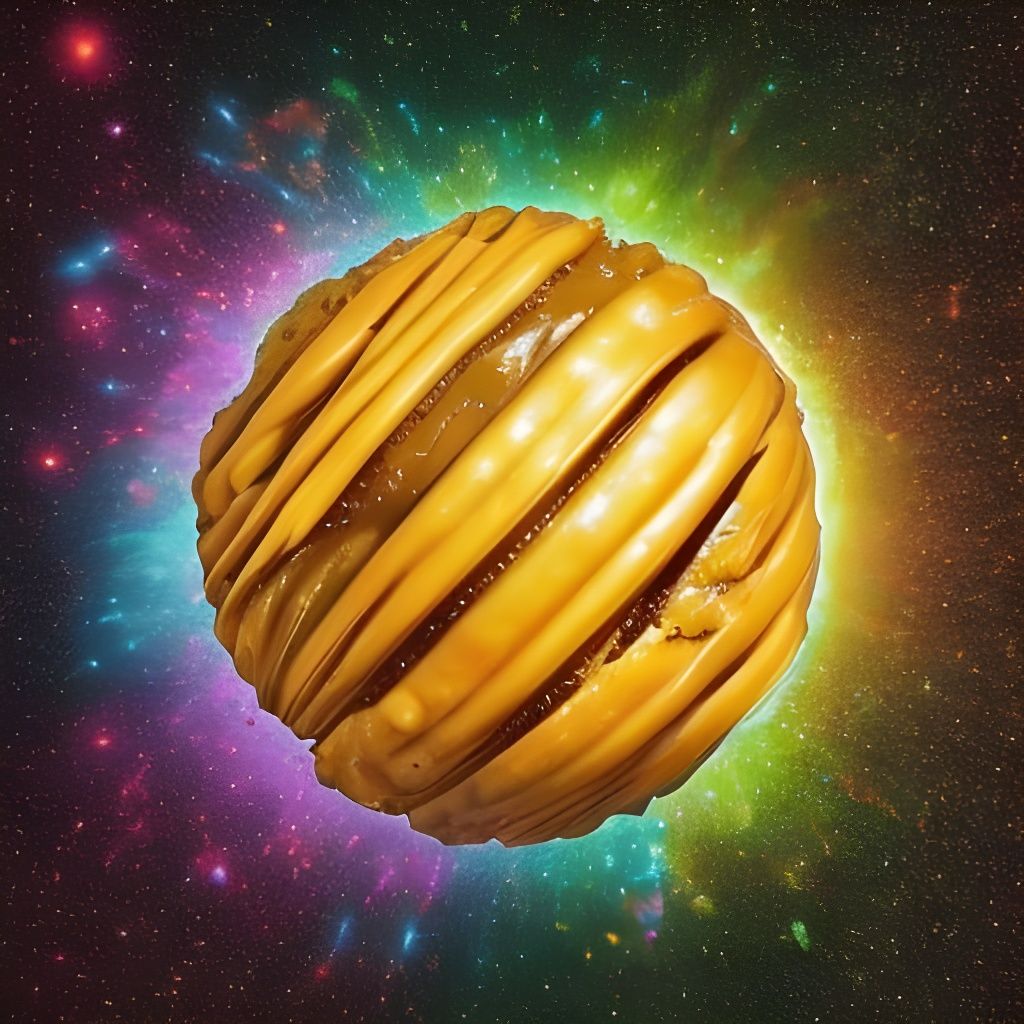 Hyperrealistic Glowing Peanut Butter Globe in Synthwave Styl...