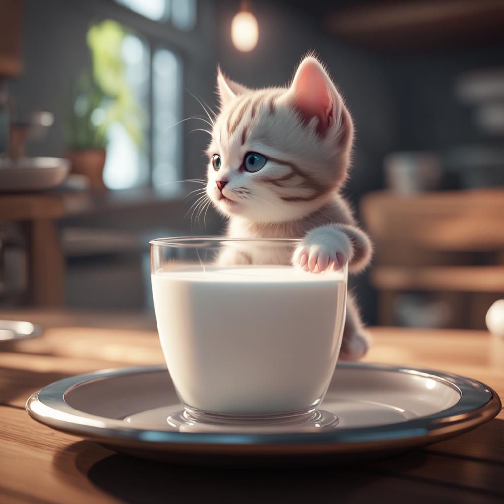 Saucer of milk for a kitten