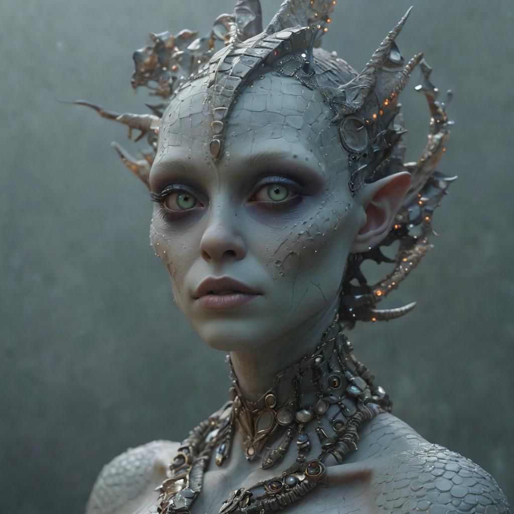 Surreal Sci-Fi Portrait of Reptilian Creature