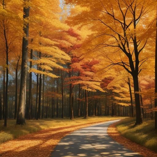 Golden Autumn Landscape in Impressionist Style