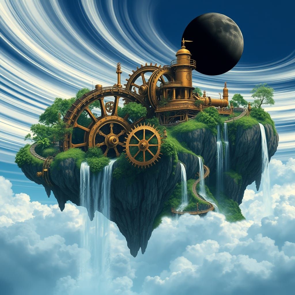 Floating Isle of Steampunk Wonder