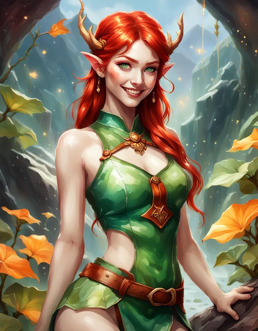 Beautiful Elf Pinup in Hyperrealistic Digital Art