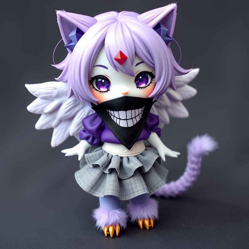 Chibi Angel Cat in Whimsical Kawaii Style