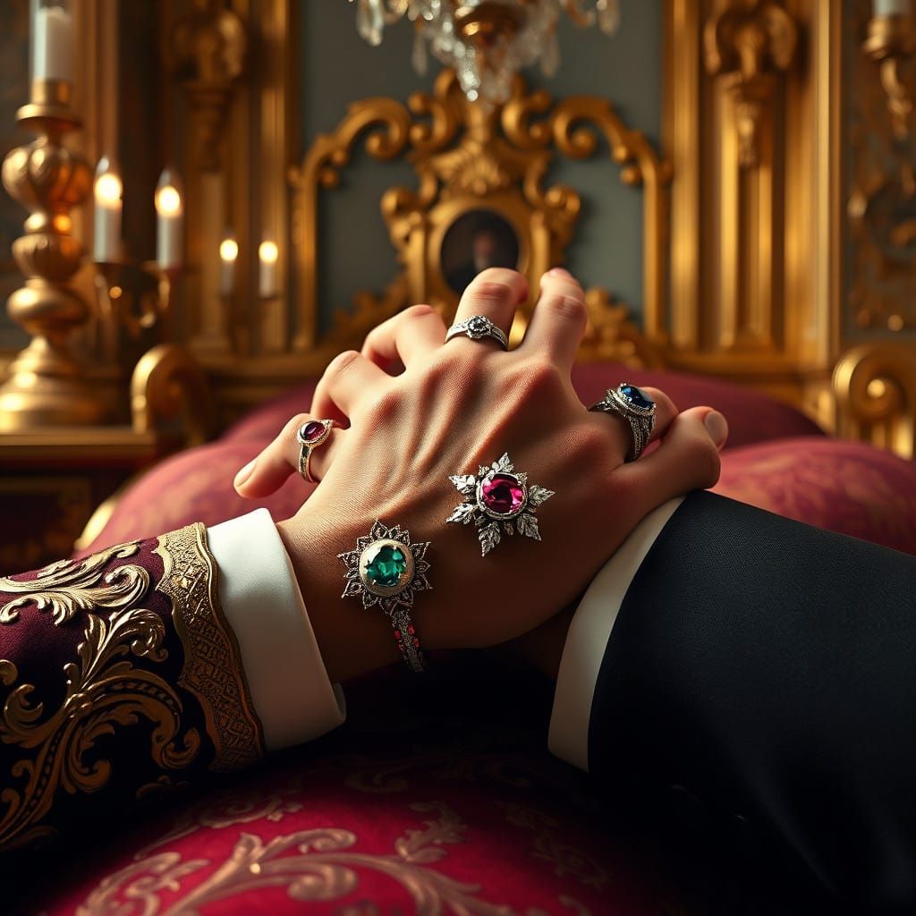 Luxurious Hand Model in Opulent Jewel-Toned Setting