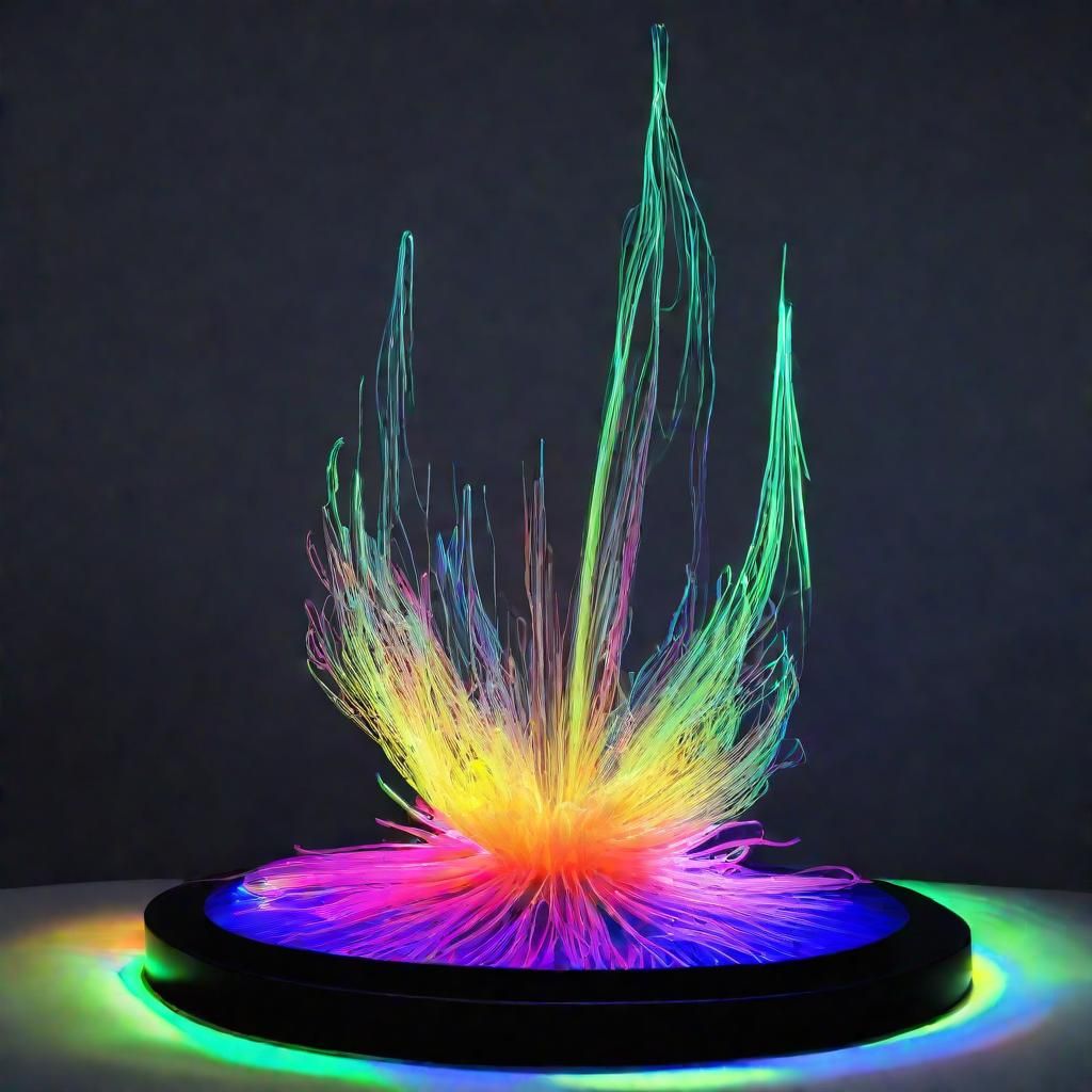 Blacklit Nanoluminescent Optic Fiber Sculpture