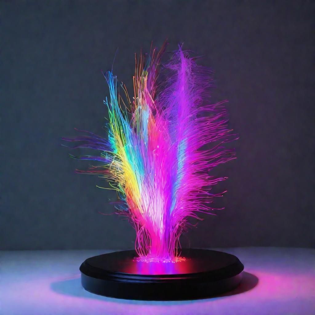 Blacklit Nanoluminescent Optic Fiber Sculpture