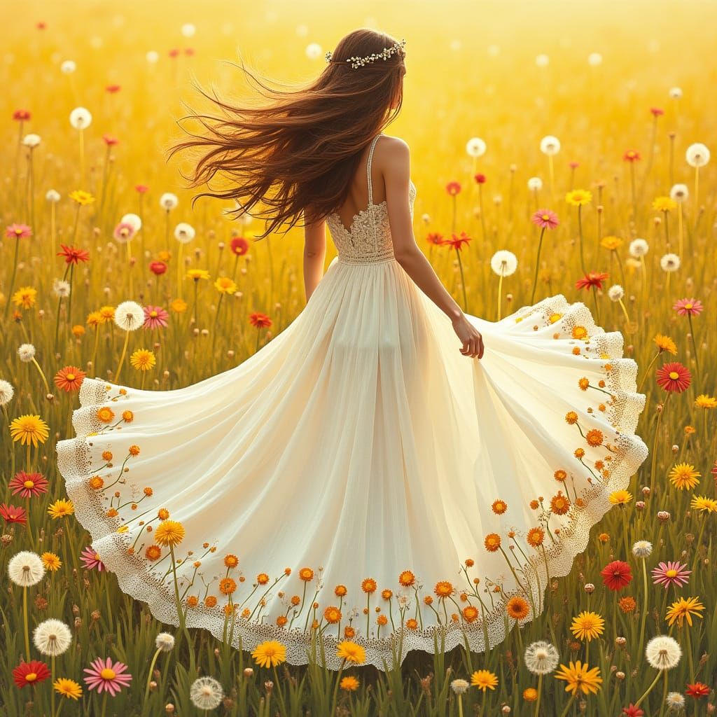 Dandelion Meadow: Psychedelic Art in a Nostalgic Style