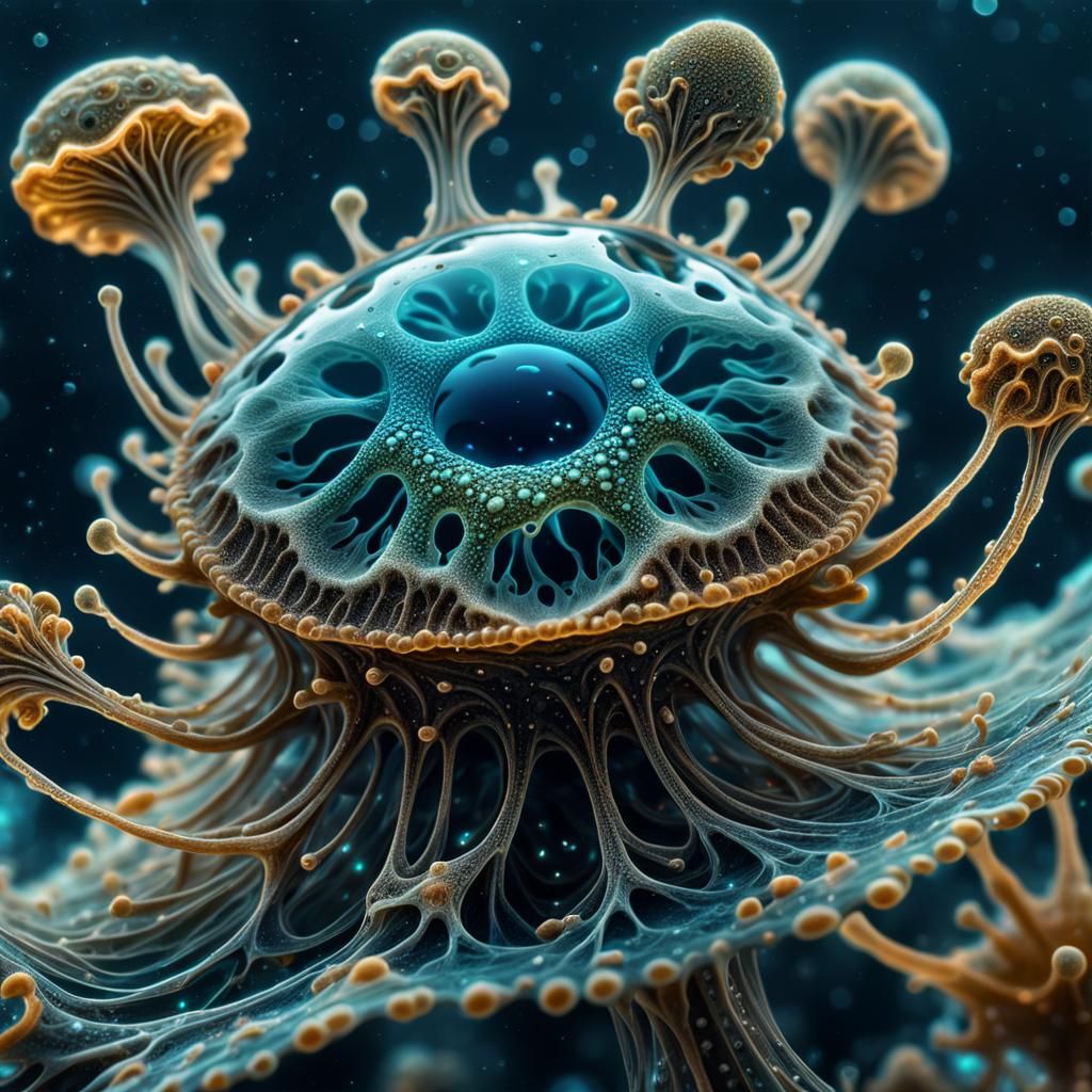 Fantasy Amoeba Girl Hybrid in Micro Photography