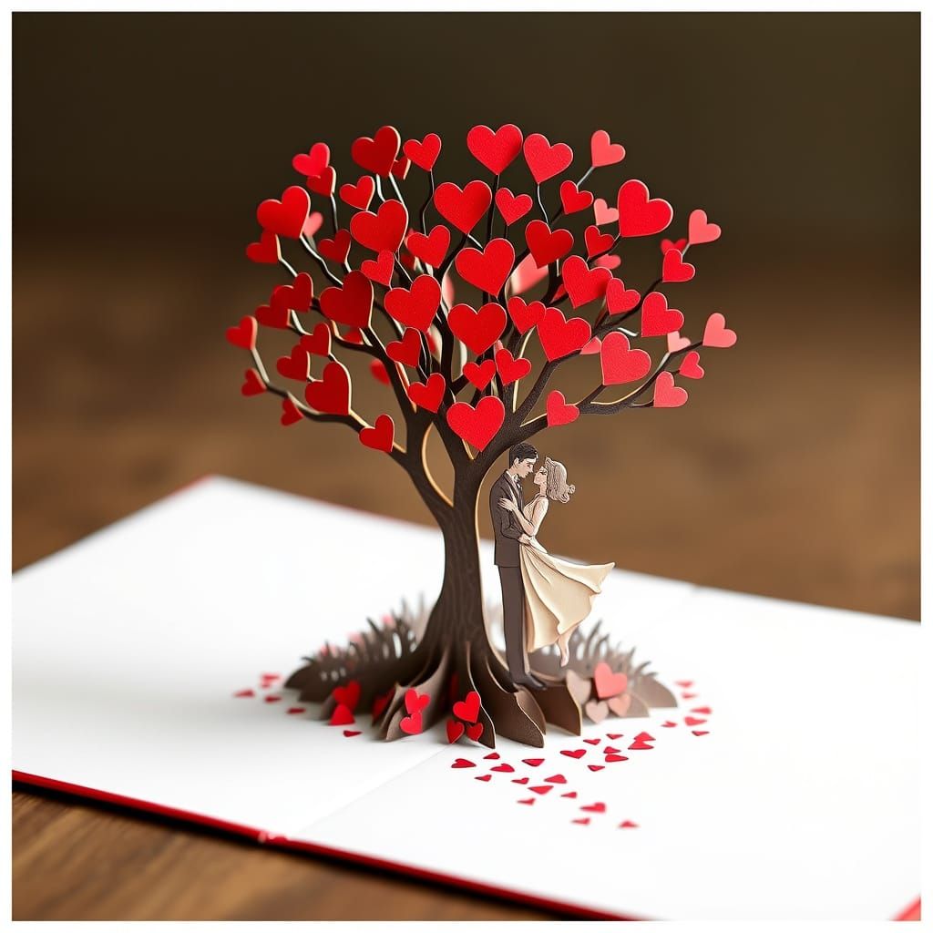 Romantic 3D Valentine Tree Design