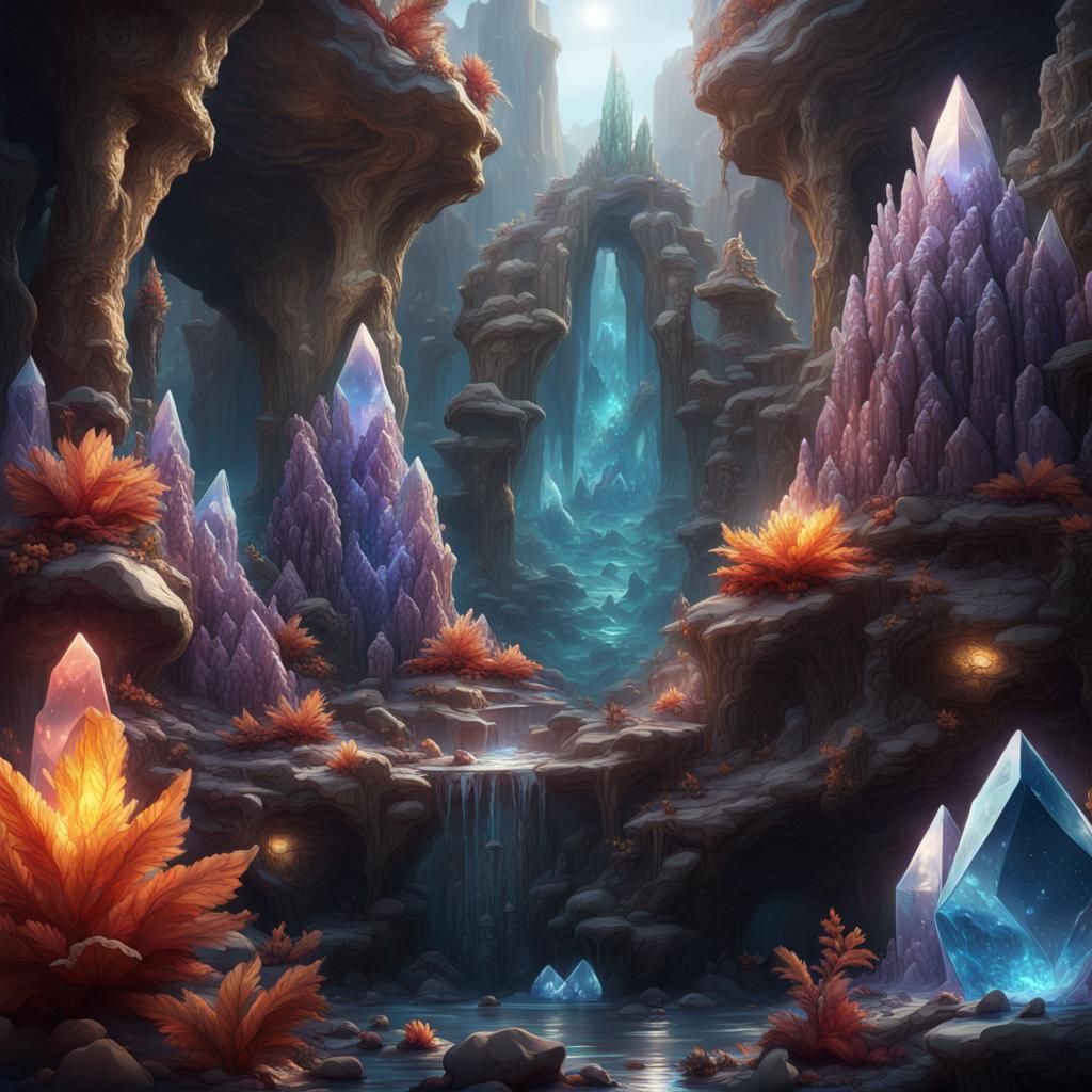 Crystalline Beings: Detailed Fantasy Concept Art