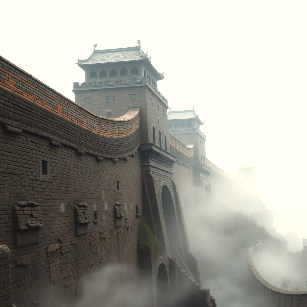 Epic Clay Wall in China, Dark Fantasy Art