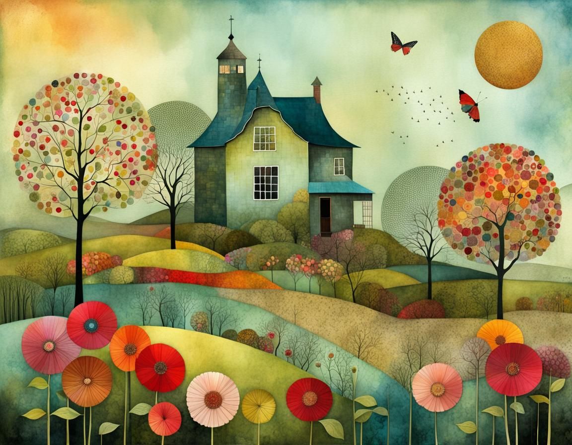 Grandma's Garden Patchwork Quilt Collage