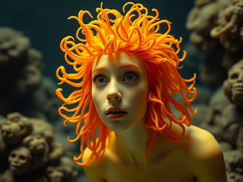 Vibrant Portrait in Ultraminimalistic Aesthetic