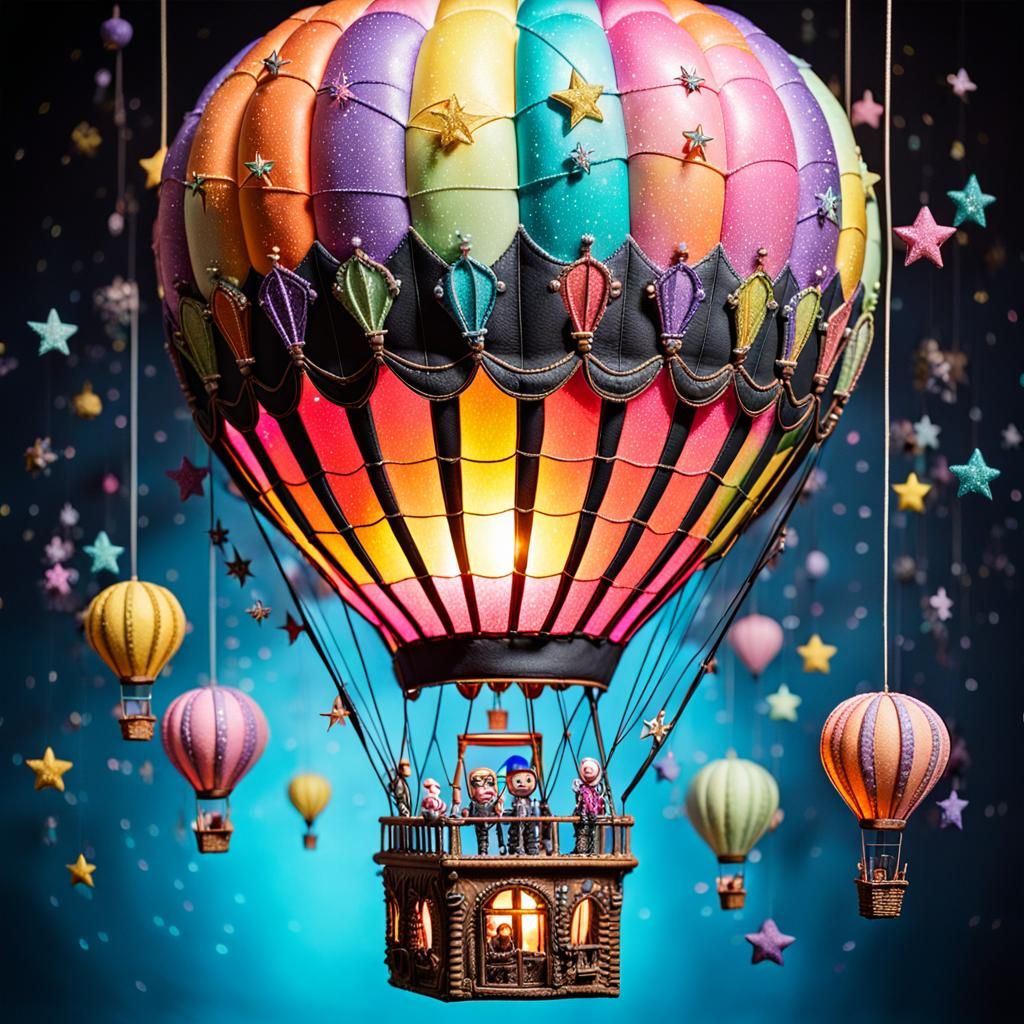 Marshmallowpunk Hot Air Balloon with Hanging Stars