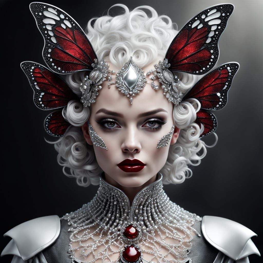 Glamorous 3D Portrait in Metallic Style