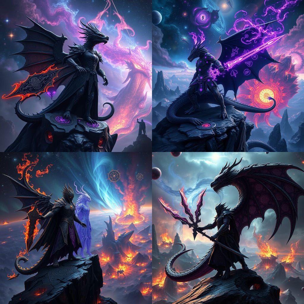 Mythic Fantasy Warrior in Obsidian Dragon Armor