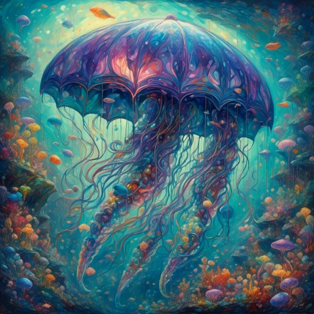Iridescent Whale in Bioluminescent Ocean