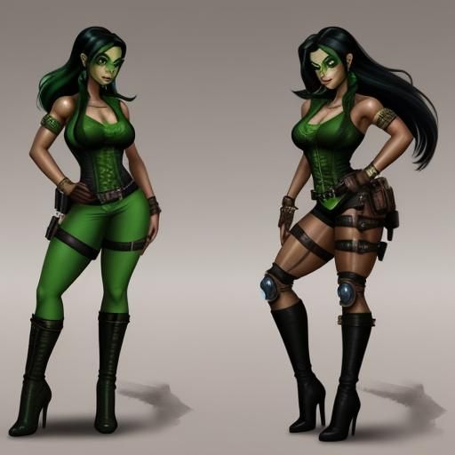 Shego as Lara Croft with Steampunk Engine