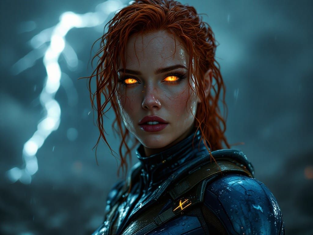 Rain-Soaked Jean Grey Radiates Intensity in Gritty Digital P...