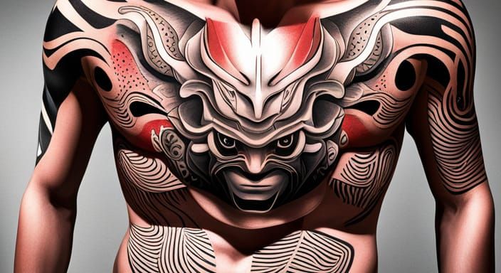 Neo Japanese Hannya Tattoo Chest Piece