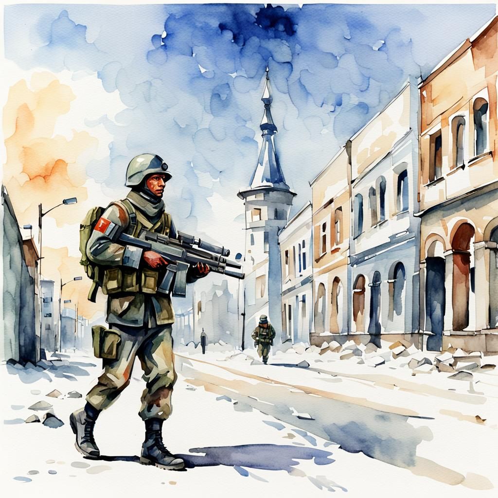 Imperial Soldier in Desolate Eastern European City