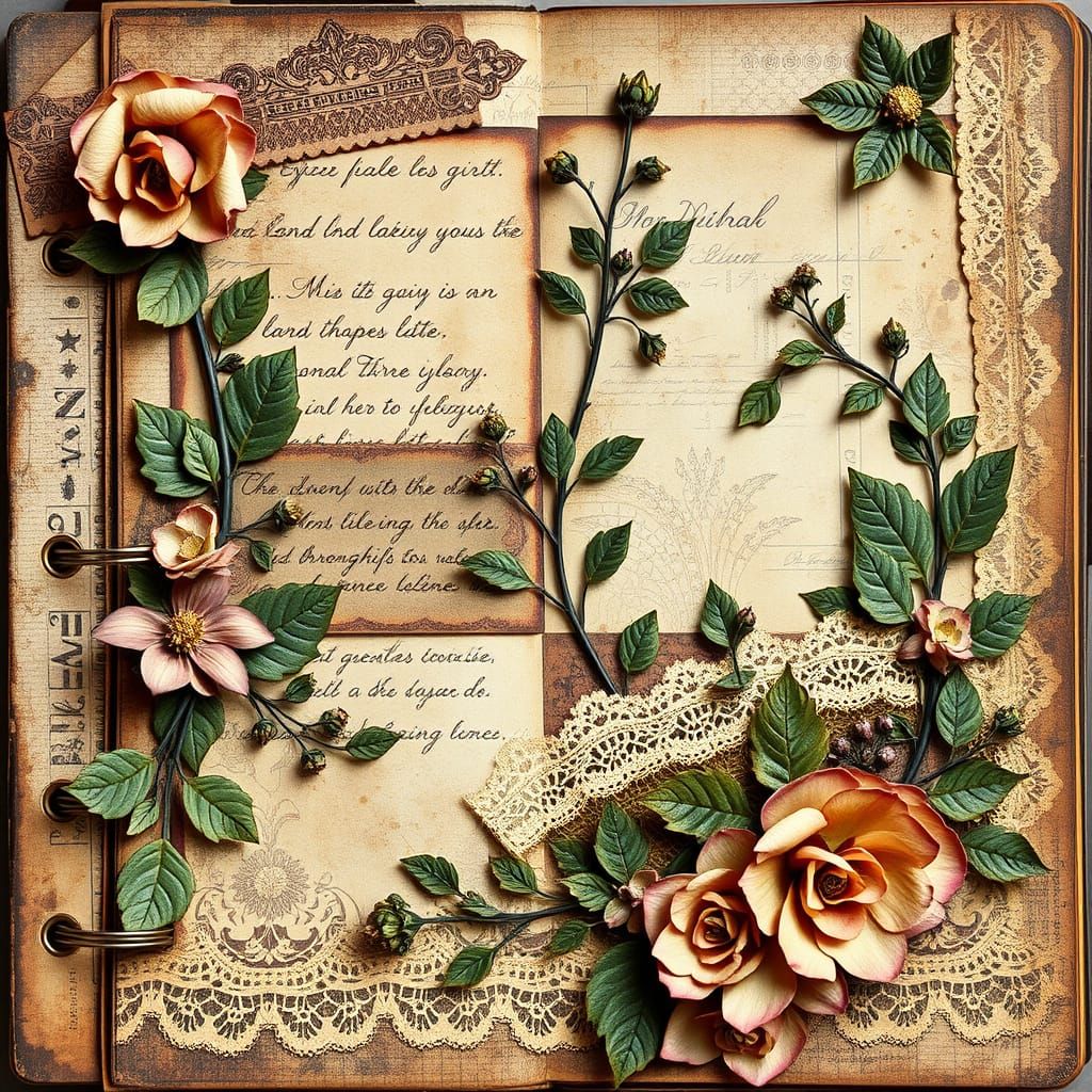 Whimsical Victorian-Inspired Junk Journal Page