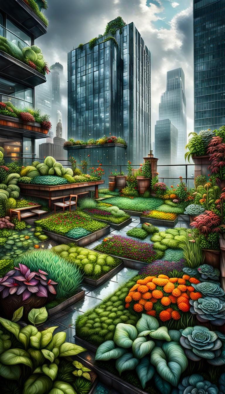 An elaborate urban garden
