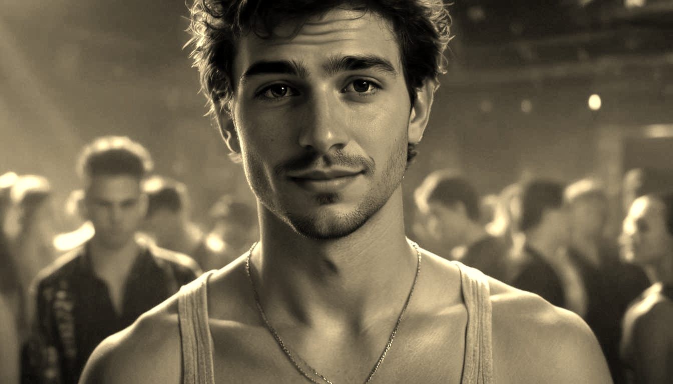 Vibrant Young Man in Techno Party