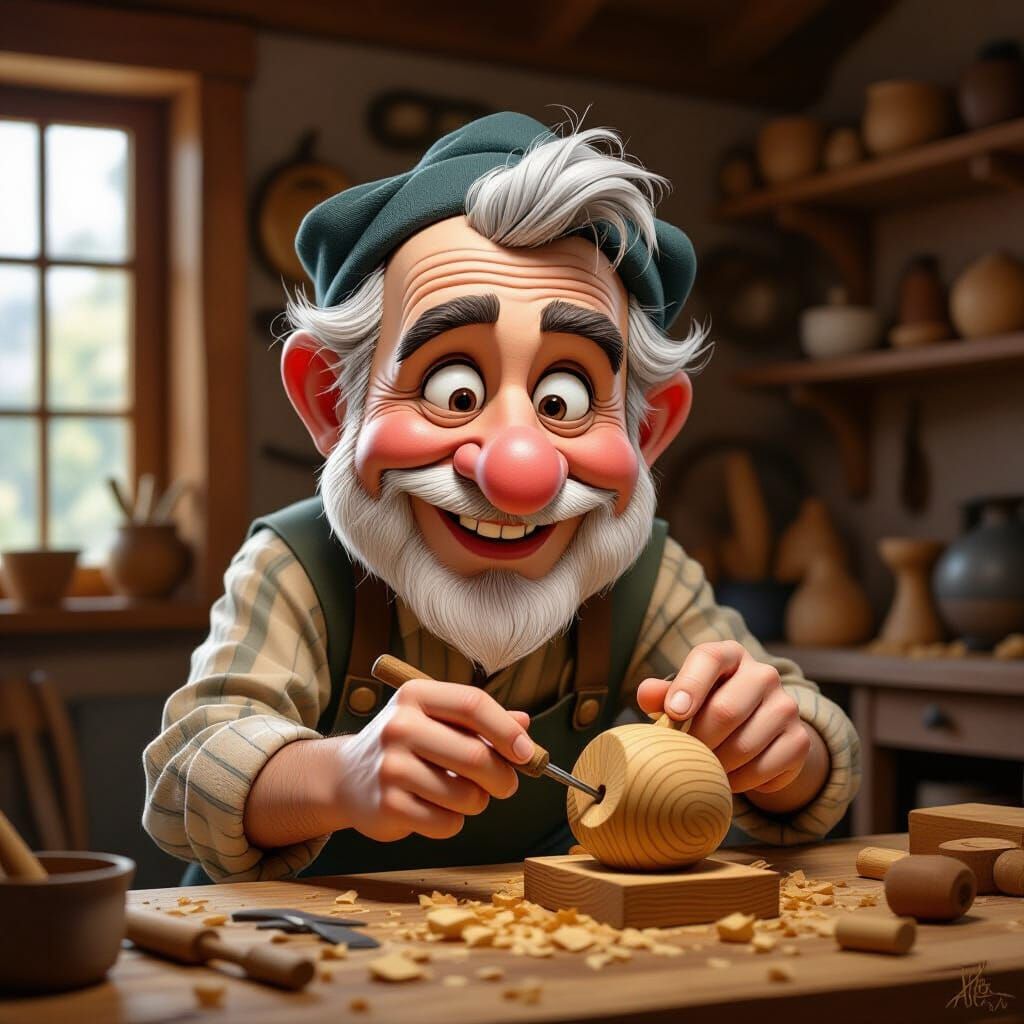 Caricature of Geppetto the Woodcarver