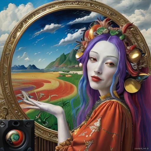 Colorful Musicians in Landscape, Oil Painting Style