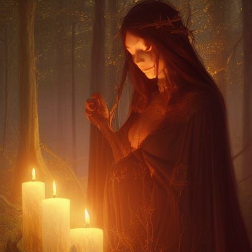 Samhain Forest Celebration: Detailed Digital Art