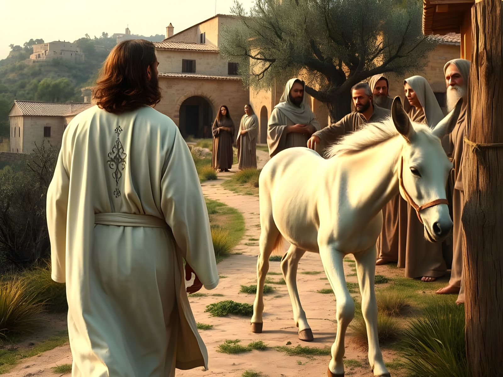 Jesus Approaches Jerusalem on a Majestic Donkey Colt in Trad...