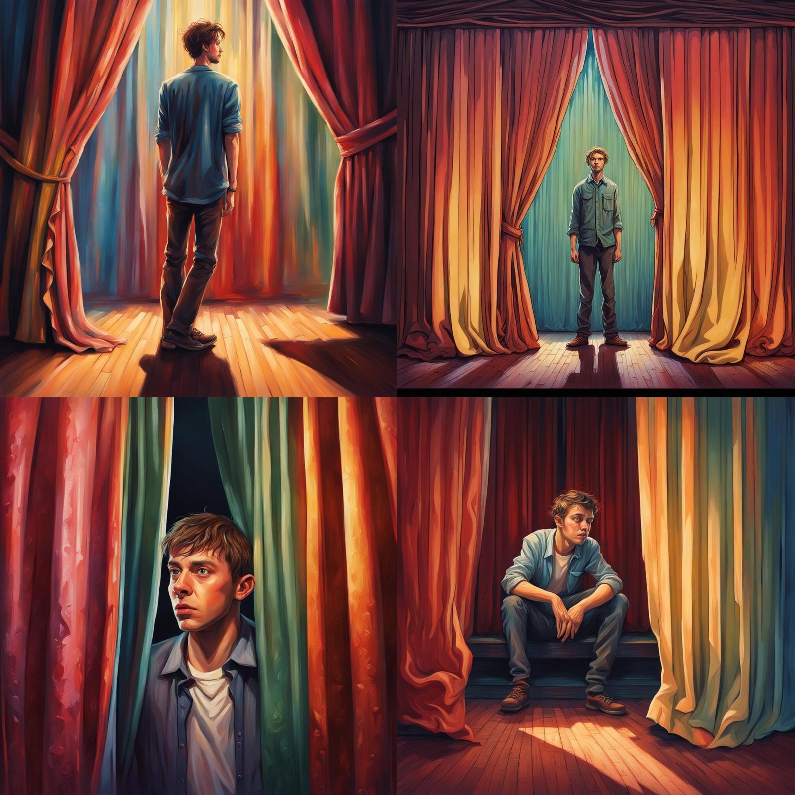 Stage Fright: Hyperrealistic Portrait of a Young Man