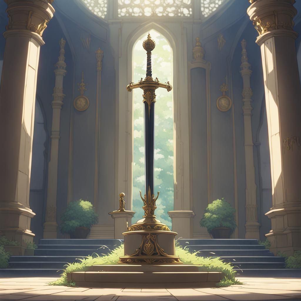 Sword and Crown on Pedestal: Anime Key Visual