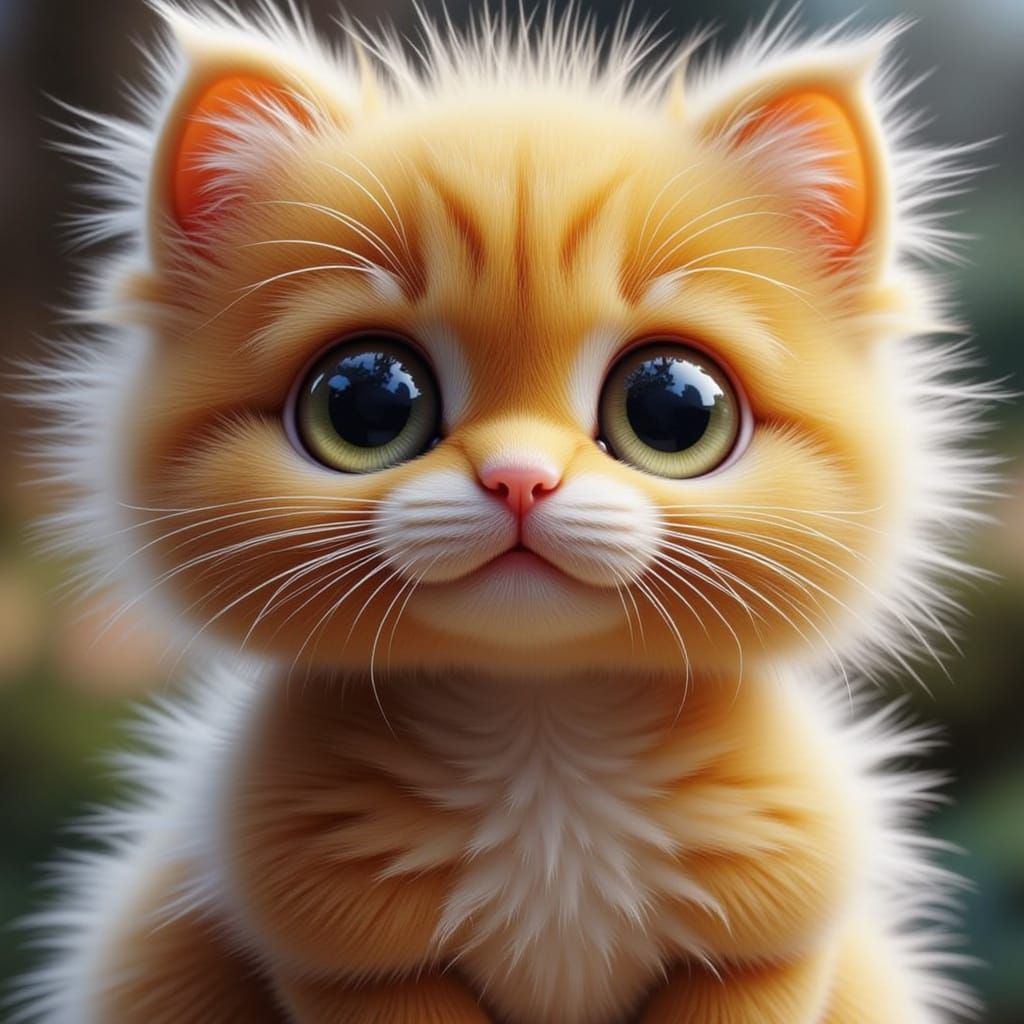 Adorable Kitten in a Whimsical Digital Art Style